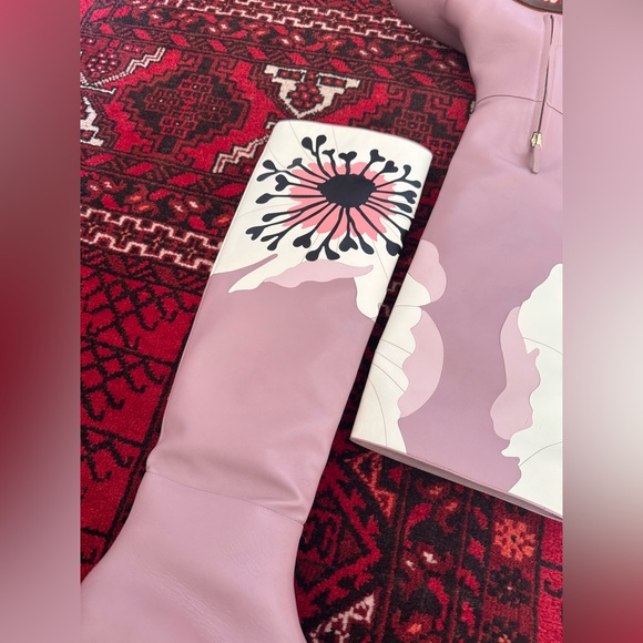 Valentino Garavani Flower Graphic Leather Riding Boots 39 - Picture 10 of 11